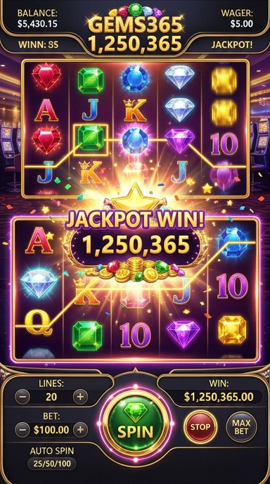 Tampilan antarmuka aplikasi gems365 yang menarik dan mudah digunakan.